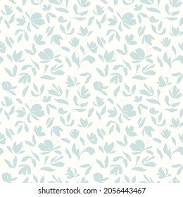 Modern botanical seamless vector pattern. Hand drawn floral illustration. Vintage wallpaper with flowers, buds and leaves. Template for cards, textile, stationery, package, and any surface design