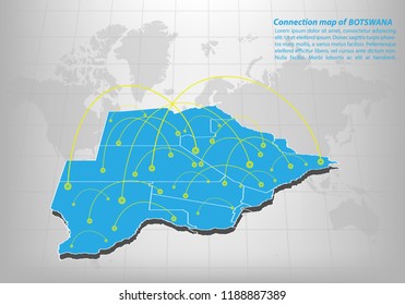 Modern of botswana Map connections network design, Best Internet Concept of botswana map business from concepts series, map point and line composition. Infographic map. Vector Illustration.