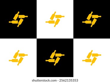 modern bottle lightning vector illustration logo