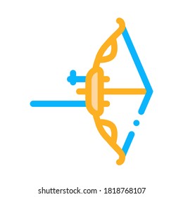 Modern Bow And Arrow Tool Icon Thin Line Vector. Archery Sport Equipment Bow Concept Linear Pictogram. Targeting Dart Longbow Ammunition Color Symbol Illustration