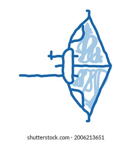 Modern Bow And Arrow Tool sketch icon vector. Hand drawn blue doodle line art Archery Sport Equipment Bow Concept Linear Pictogram. Targeting Dart Longbow Ammunition sign. isolated symbol illustration