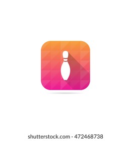 Modern Bowling Pin Icon With Long Shadow