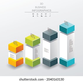 Diseño de caja moderna Plantilla infográfica de estilo mínimo. Se puede utilizar para el diagrama, los banners numerados y las columnas porcentuales.