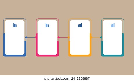 Modern box with four rectangular frames placed in horizontal row. Concept of four features of startup project to select. Simple infographic design template. Flat vector illustration for presentation.