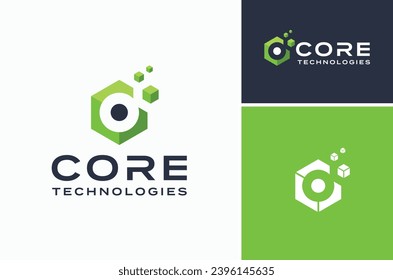 Modern Box Initial Letter C with Hexagon Cubes for Digital Technology logo design