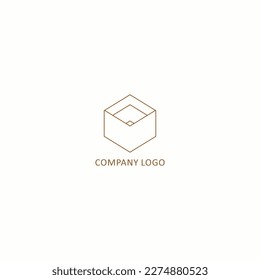 modern box logo design with thin line