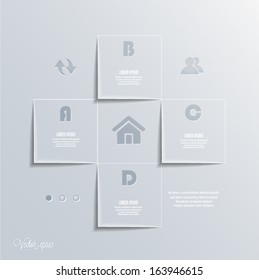 Modern boxes design minimal style infographic template. Can be used for diagram, numbered banners, percent columns. Vector eps10.
