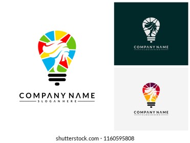 Modern Brain Bulb logo concept, Intelligence Logo template, Smart People logo, Robotic Brain logo designs vector