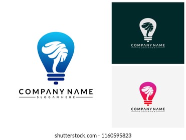 Modern Brain Bulb logo concept, Intelligence Logo template, Smart People logo, Robotic Brain logo designs vector