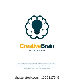 Modern Brain Bulb logo concept, Intelligence Logo template, Smart People logo, Creative logo