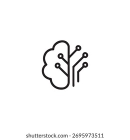 Modern brain circuit icon combining technology and intelligence. Perfect for AI, innovation, and data concepts.