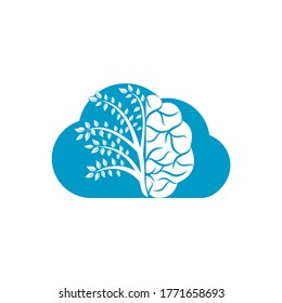 Modern brain cloud tree logo design. Think colorful brain idea. 