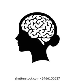 Modern Brain and Head Silhouette Vektorgrafik - Digital Mind, Artificial Intelligence und Tech Illustration für Bildungs- und Forschungsprojekte