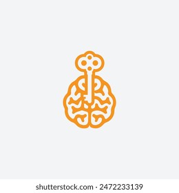 Cerebro moderno con el Vector del icono del logotipo clave