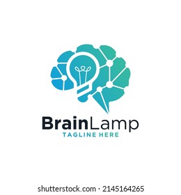 modern brain lamp connection logo design