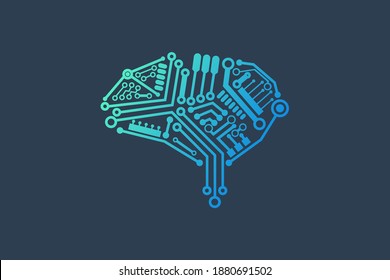 Modern brain logo for business company. Futuristic design. Technology symbol. Vector Eps 10. 