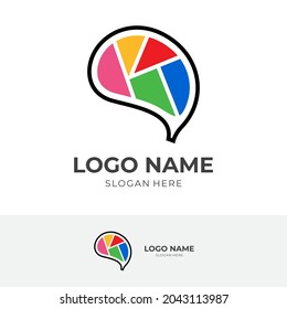 diseño moderno del logo del cerebro con un estilo de color plano