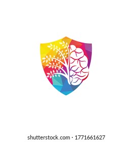 Modern brain Shield tree logo design. Think colorful brain idea. 