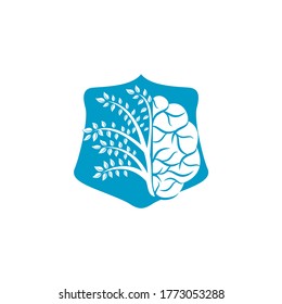 Modern brain Shield tree logo design. Think colorful brain idea. 