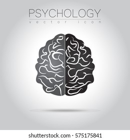 Modern Brain Sign logo of Psychology. Human. Creative style. Icon in vector. Black isolated on grey background. Symbol for web, print, logotype. Education icon sign