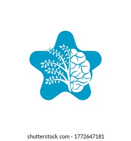 Diseño del logo de la estrella cerebral moderna. Piensa en una idea cerebral colorida. 