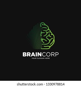 modern brain tech logo template
