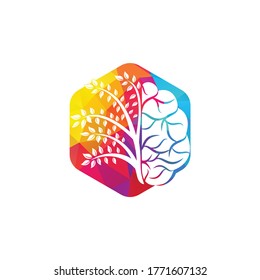 Modern brain tree logo design. Think green label. 