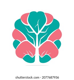 Diseño del logotipo del árbol cerebral moderno. Crecimiento de árboles en el vector del logo educativo del cerebro.