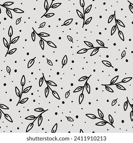 modern branch doodle cozy seamless pattern background 