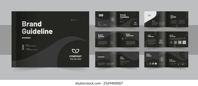 Modern brand guideline brochure, landscape brand manual design or corporate guide line identity presentation. Landscape brand manual template layout