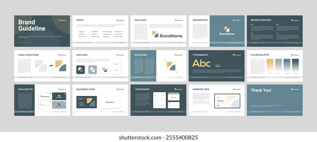 Modern brand guidelines template or brand guide layout design