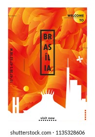 Modern Brazil Brasilia skyline abstract gradient poster art. Travel guide cover city vector illustration