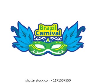 Modern Brazil Carnival Mask Celebration Logo Illustration In Isolated White Background