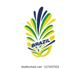 Modern Brazil Carnival Mask Celebration Logo Illustration In Isolated White Background