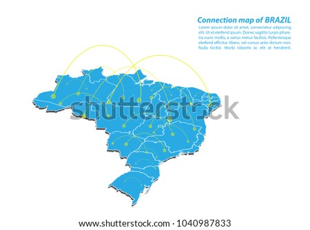 Modern of brazil Map connections network design, Best Internet Concept of brazil map business from concepts series, map point and line composition. Infographic map. Vector Illustration.