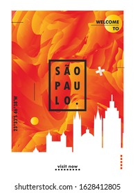 Modern Brazil Sao Paulo skyline abstract gradient poster art. Travel guide cover city vector illustration