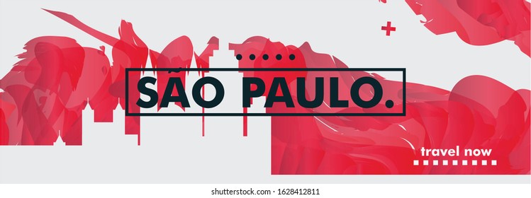 Modern Brazil Sao Paulo skyline abstract gradient website banner art. Travel guide cover city vector illustration