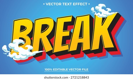 Ilustrador de efecto de estilo de texto editable de ruptura moderna, Plantilla de diseño de Vector