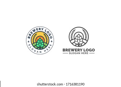 Modern Brewery logo design. Suitable for beer farm, brewery company, beer company. 