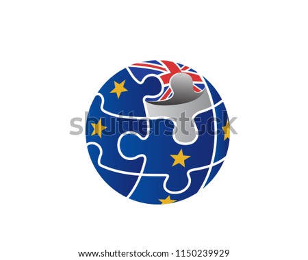 Modern Brexit Globe Puzzle Logo Illustration In Isolated White Background
