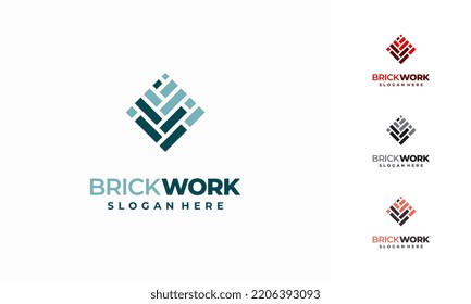Modern Brick Construction Logo designs concept vector, Brick Work simple modern logo template