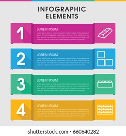 Modern brick infographic template. infographic design with brick icons includes brick wall, gold. can be used for presentation, diagram, annual report, web design.