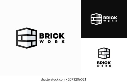 Modern Brick logo, Brick Work simple modern logo template