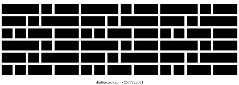 Modern bricks arrangement vector, design pattern, basic black and white shapes.