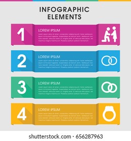Modern bride infographic template. infographic design with bride icons includes rings, engagement rings. can be used for presentation, diagram, annual report, web design.