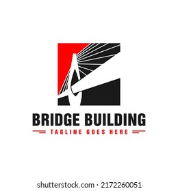 Modern Bridge Construction Illustration Logo Design