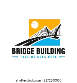 Modern Bridge Construction Illustration Logo Design