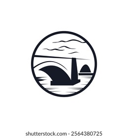 Modern bridge construction logo Design Vector Illustration. 