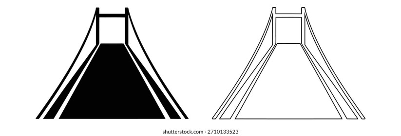 Variaciones modernas de diseño de puentes en línea negra y colores dorados, Colección Bridge Icons. Vector del puente, sistema del logotipo del puente. colección Abstractas del logotipo del puente