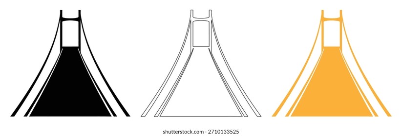 Variaciones modernas de diseño de puentes en línea negra y colores dorados, Colección Bridge Icons. Vector del puente, sistema del logotipo del puente. colección Abstractas del logotipo del puente